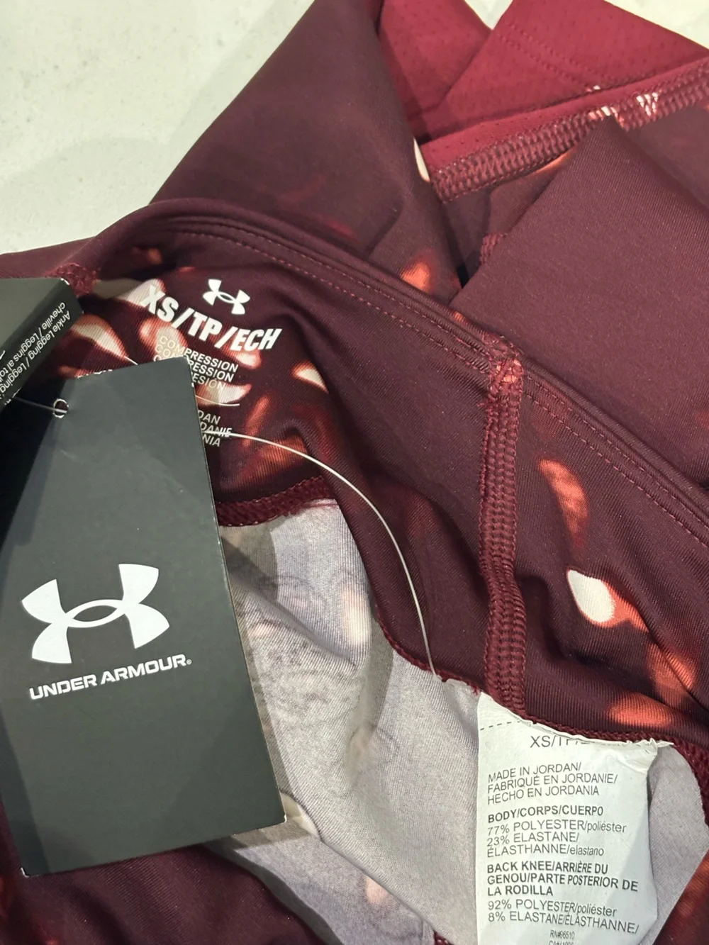 Under Armour maroon mid rise ankle mesh cut out leggings XS NWT